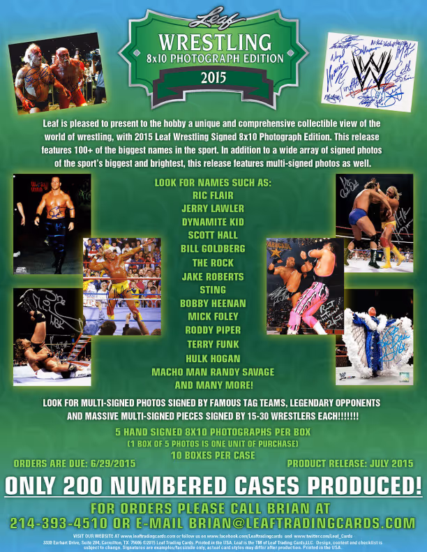2015 Leaf Wrestling Autographed 8_10 Photo Edition