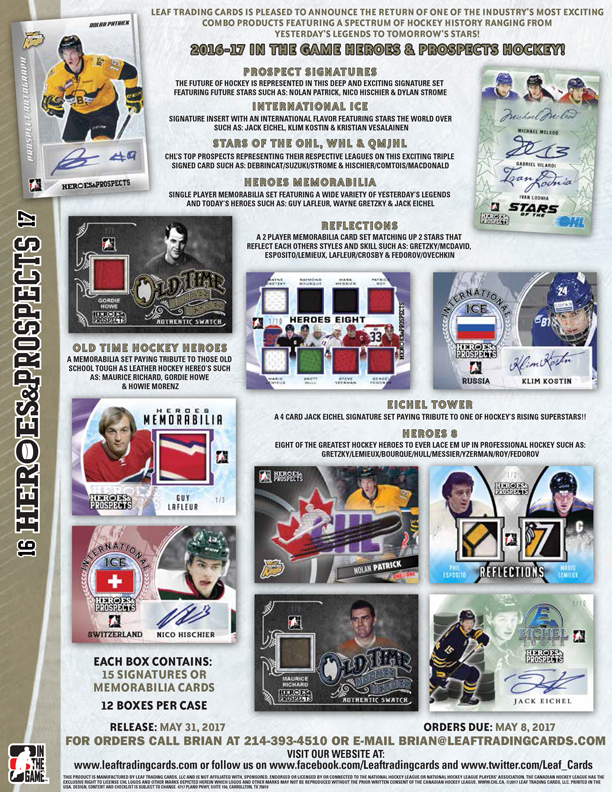 2016-17 In The Game Heroes and Prospects Hockey