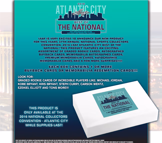 2016 Leaf Atlantic City Best Of The National