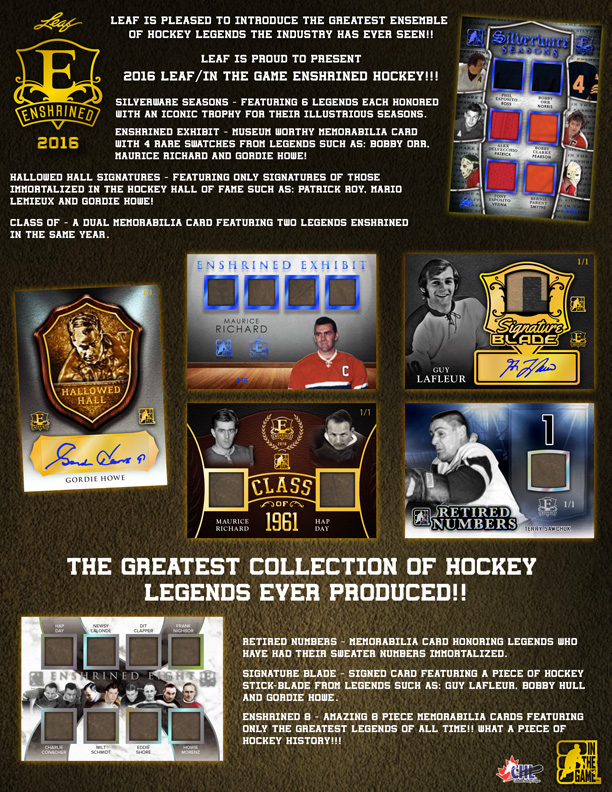 2016 In The Game Enshrined Hockey