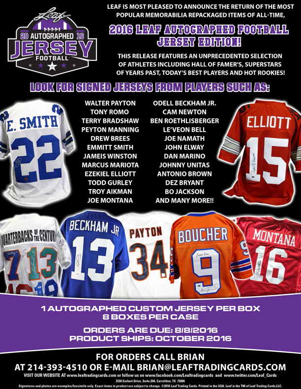 2016 Leaf Autographed Football Jersey Edition