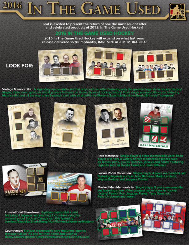 2016 In The Game Used Hockey