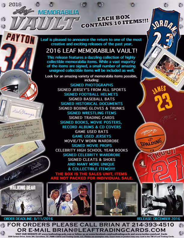 2016 Leaf Memorabilia Vault