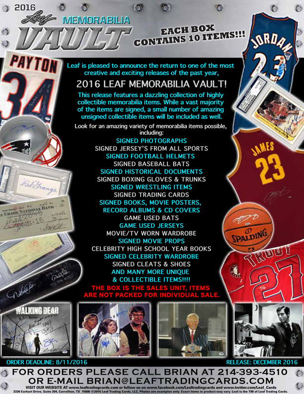 2016 Leaf Memorabilia Vault