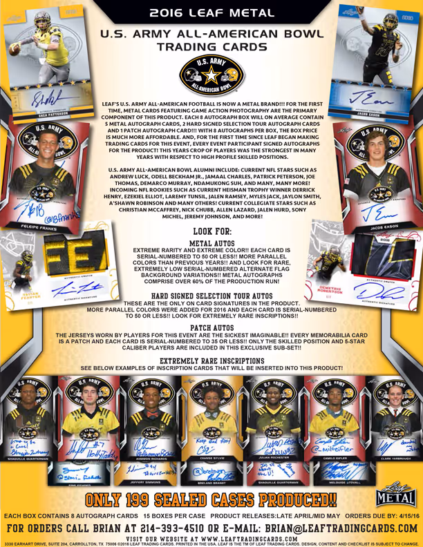 2016 Leaf Metal Army All-American Football