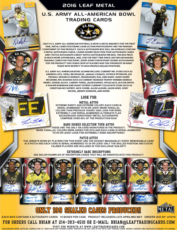2016 Leaf Metal Army All-American Football