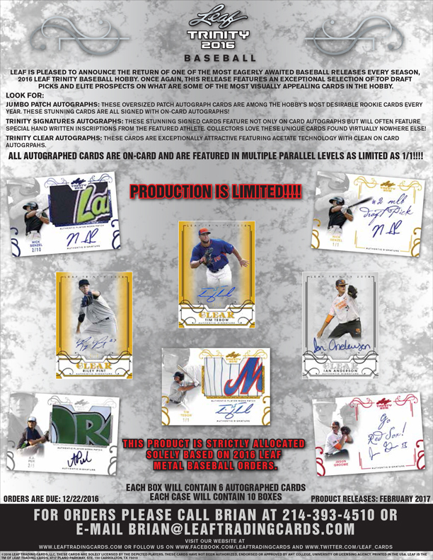 2016 Leaf Trinity Baseball