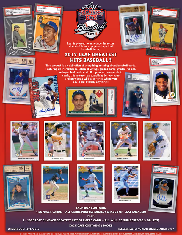 2017 Leaf Greatest Hits Baseball