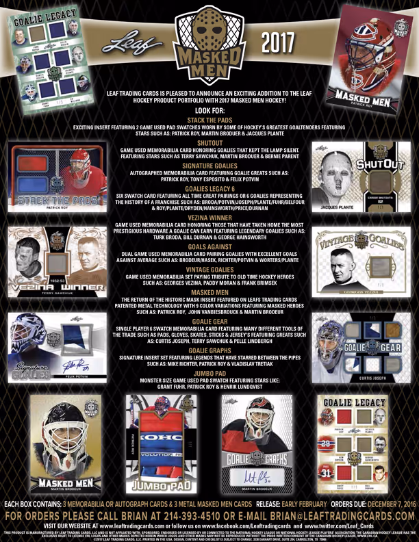 2017 Leaf Masked Men Hockey