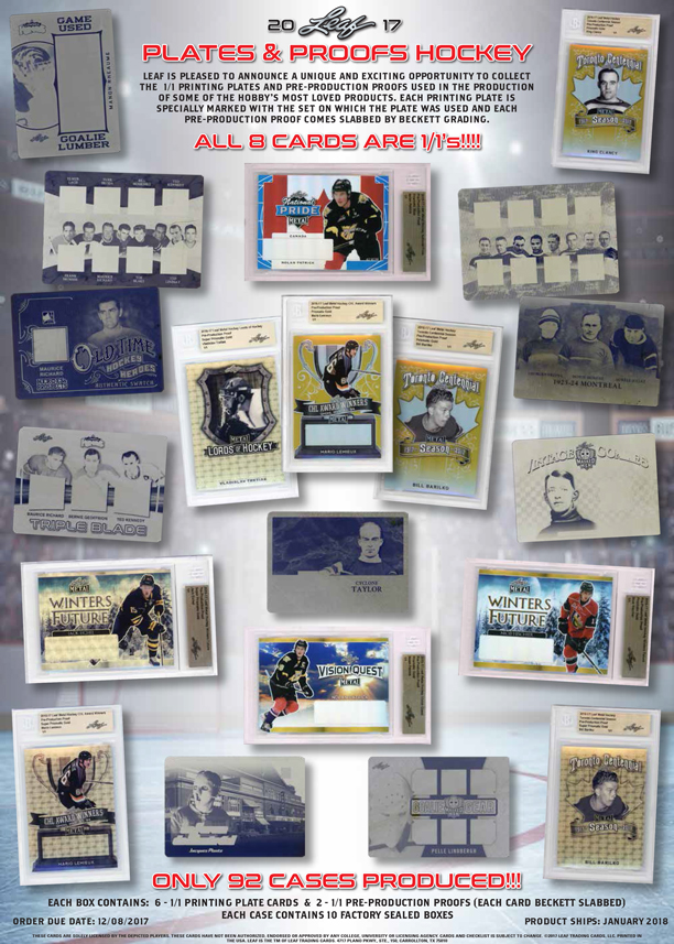 2017 Leaf Plates And Proofs Hockey