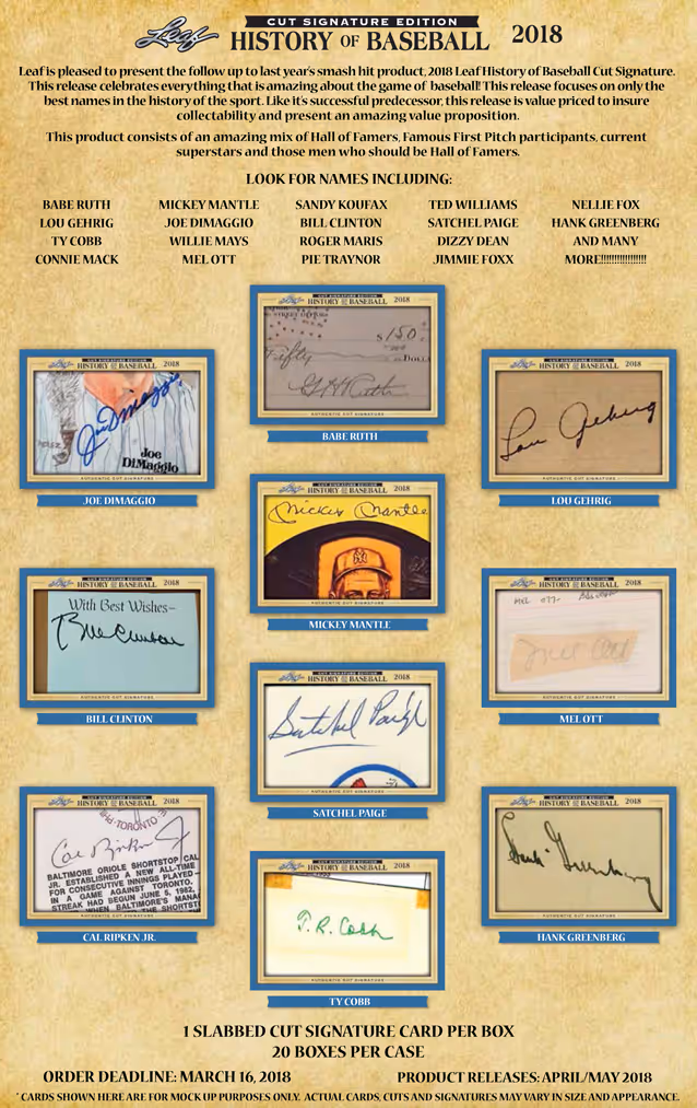 2018 Leaf History Of Baseball Cut Signature