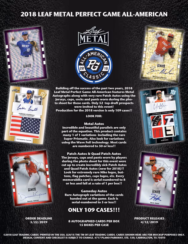 2018 Leaf Metal Perfect Game All-American