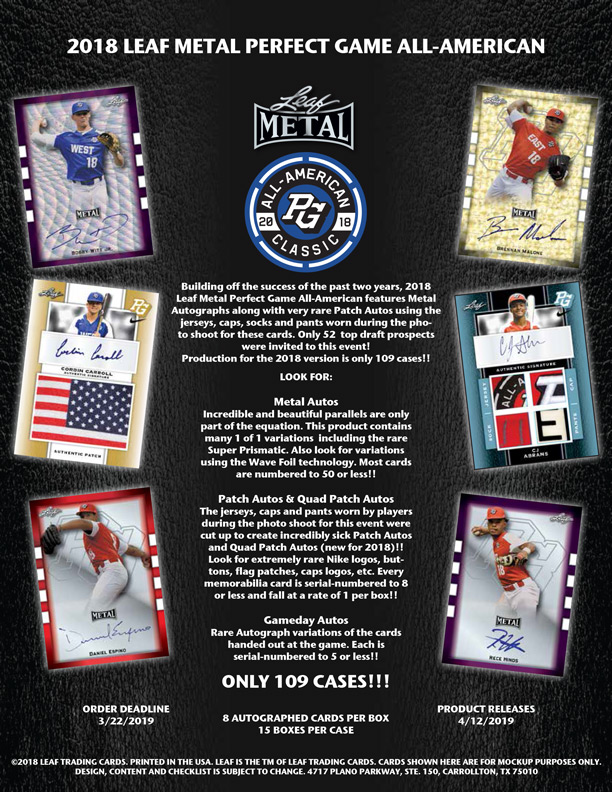 2018 Leaf Metal Perfect Game All-American