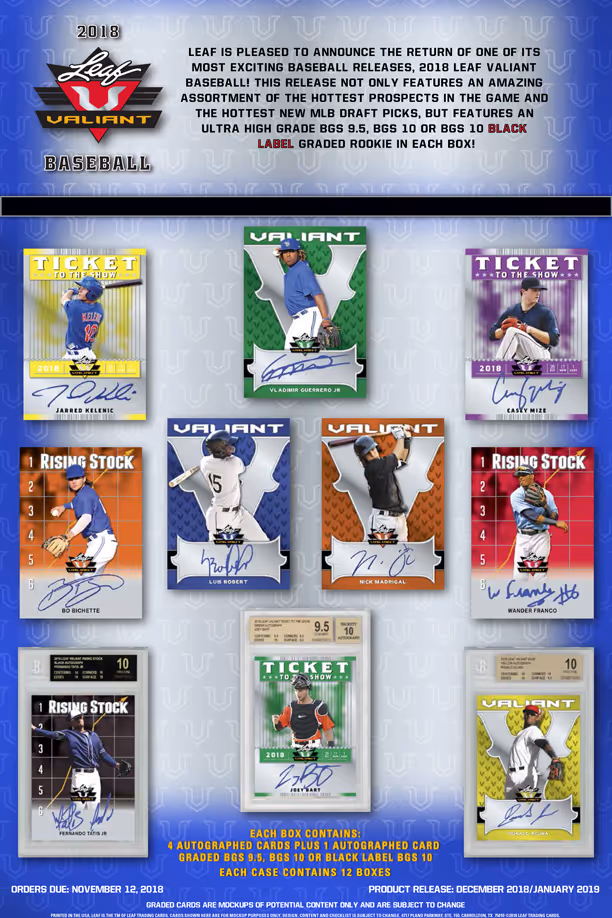 2018 Leaf Valiant Baseball