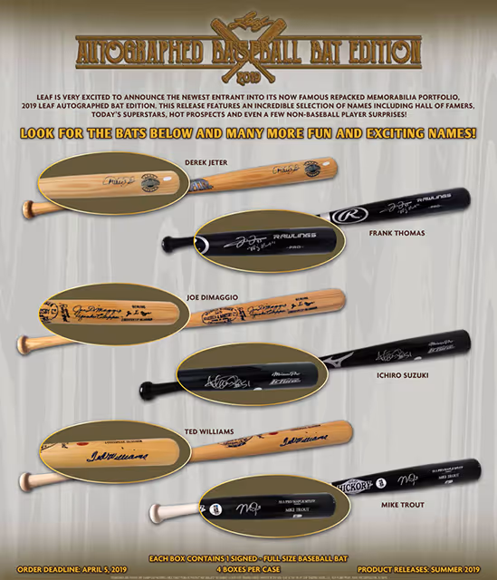 2019 Leaf Autographed Baseball Bat Edition