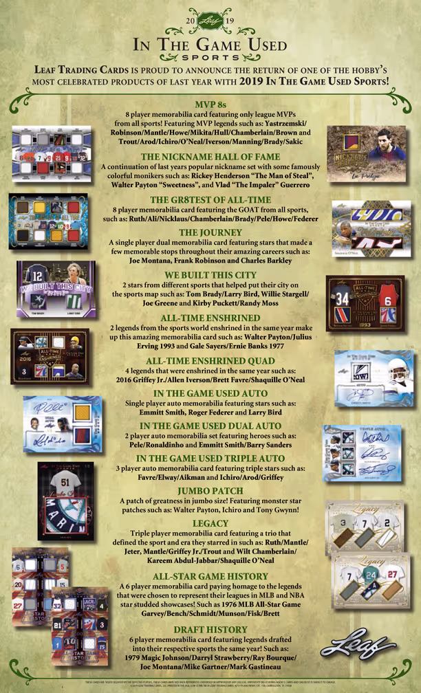 2019 Leaf In The Game Used Sports