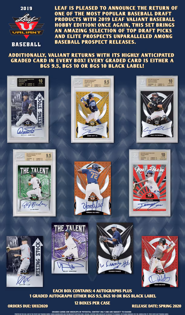 2019 Leaf Valiant Baseball
