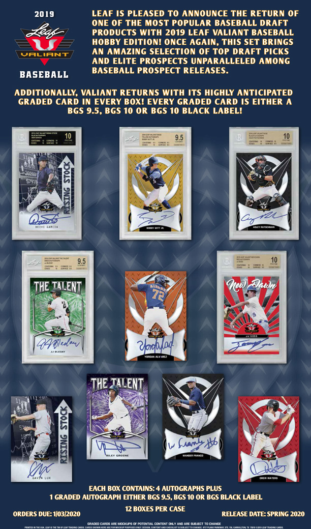 2019 Leaf Valiant Baseball