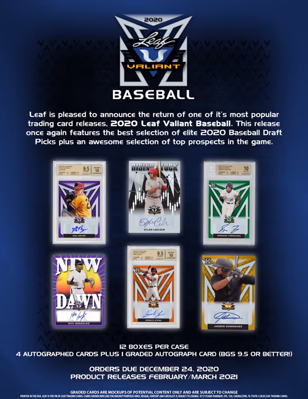 2020 Leaf Valiant Baseball
