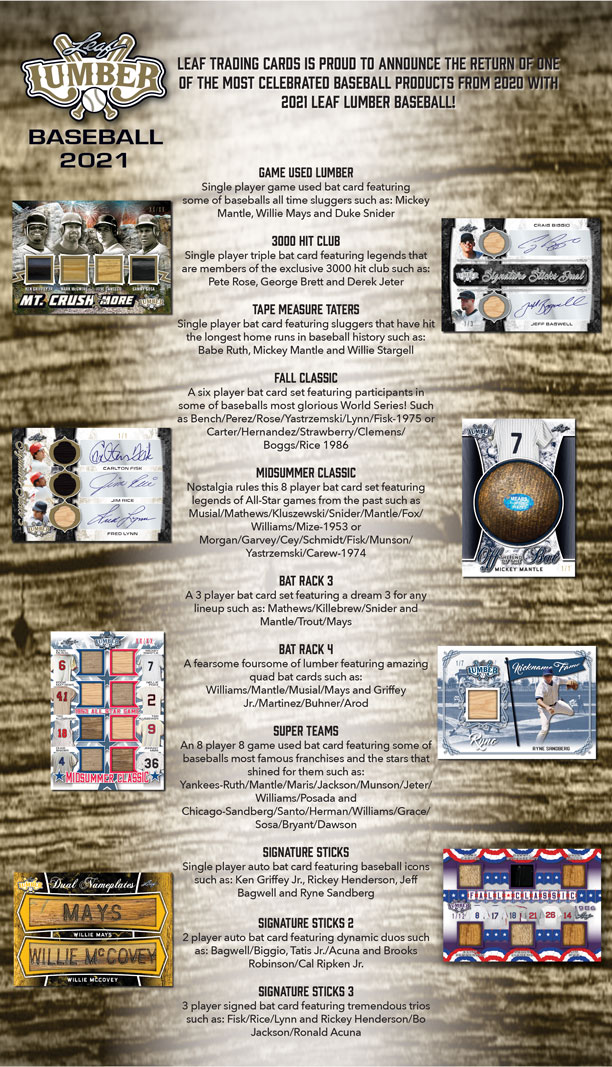 2021 Leaf Lumber Baseball - Leaf Trading Cards