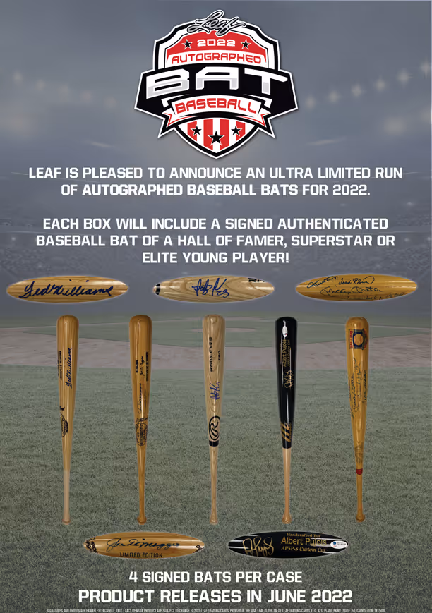 2022 Leaf Autographed Baseball Bat Edition