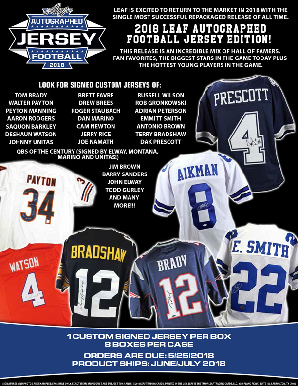 2018 Leaf Autographed Football Jersey Edition
