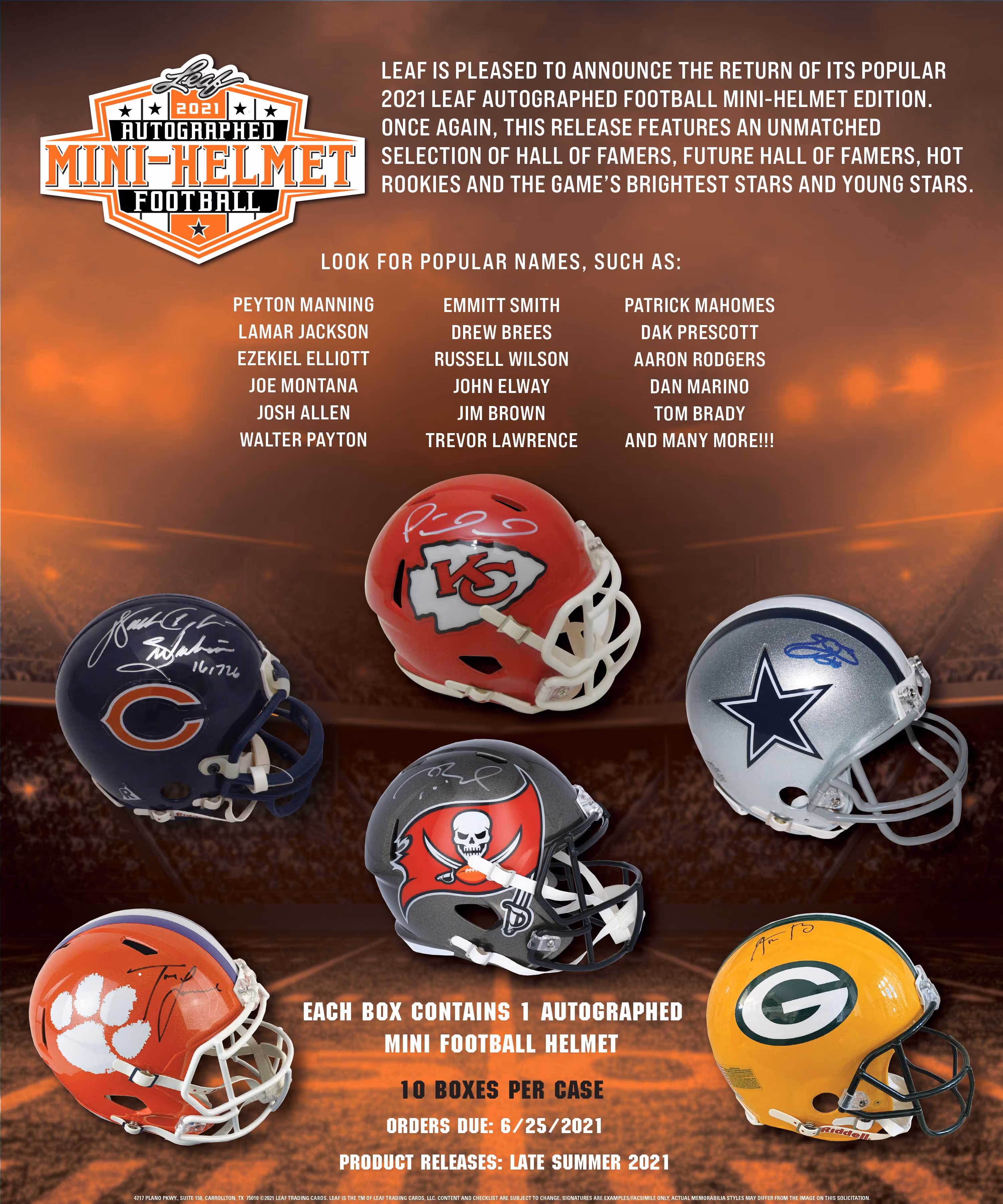 2021 Leaf Autographed Football Mini-Helmet Edition