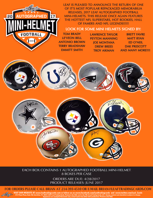 2017 Leaf Autographed Football Mini-Helmet Edition