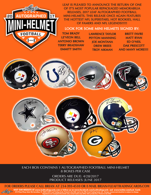 2017 Leaf Autographed Football Mini-Helmet Edition