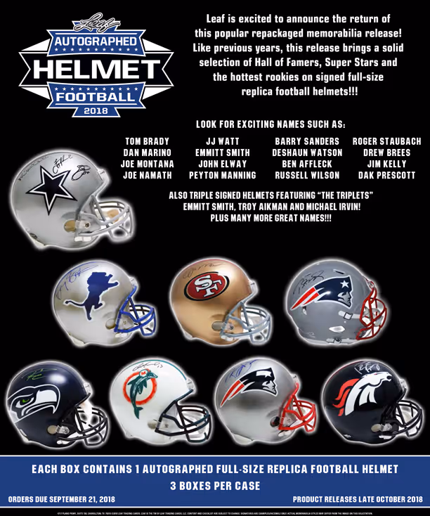 2018 Leaf Autographed Football Helmet Edition
