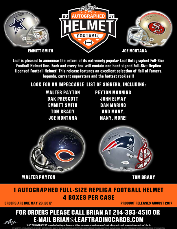 2017 Leaf Autographed Football Helmet Edition