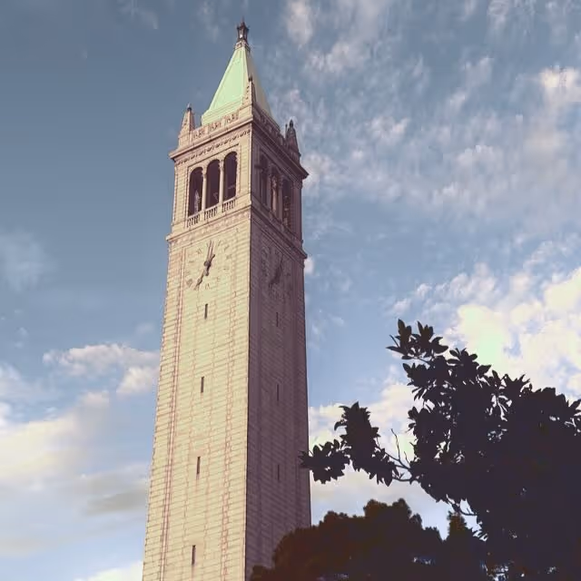 Polaroid picture of UC Berkeley's clock tower