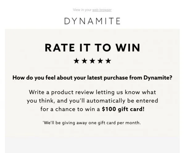 Dynamite Gift Card Email