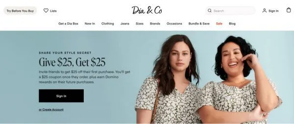Dia & Co referral website banner