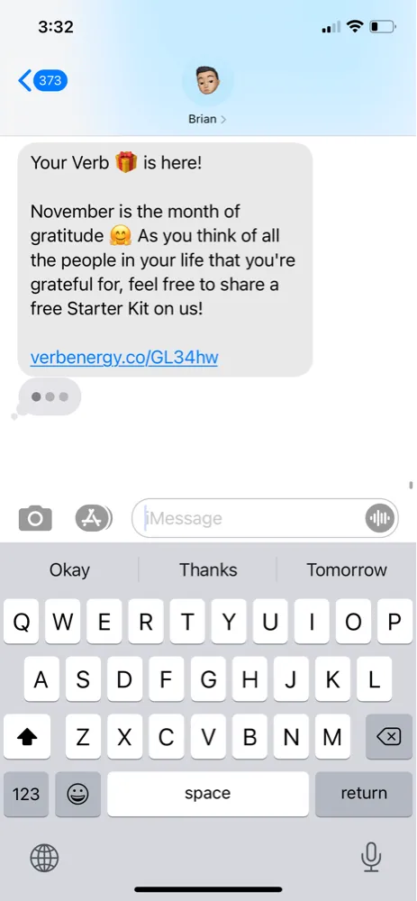 Referral SMS from Verb Energy
