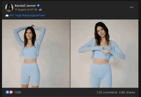 alo-yoga-brand-story-kendall-jenner-campaign--earned-social-shares