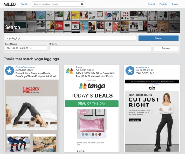 yoga-leggings-emails-competitor-analysis-tool-milled