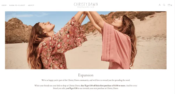 christy dawn referral program fashion apparel referral examples referralcandy