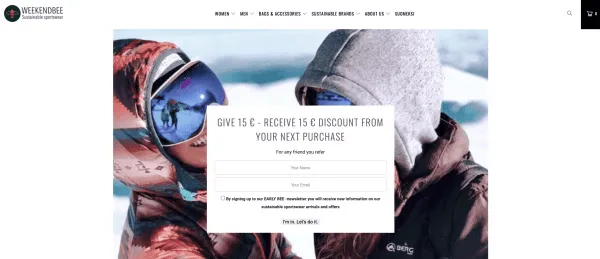 weekendbeea referral program athleisure shopify referral examples referralcandy