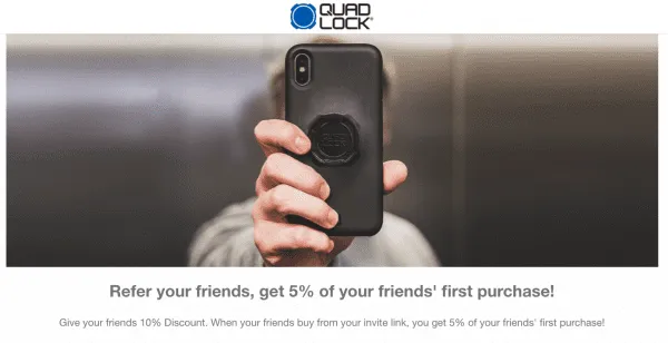 quad lock referral program sports outdoor goods shopify referral examples referralcandy