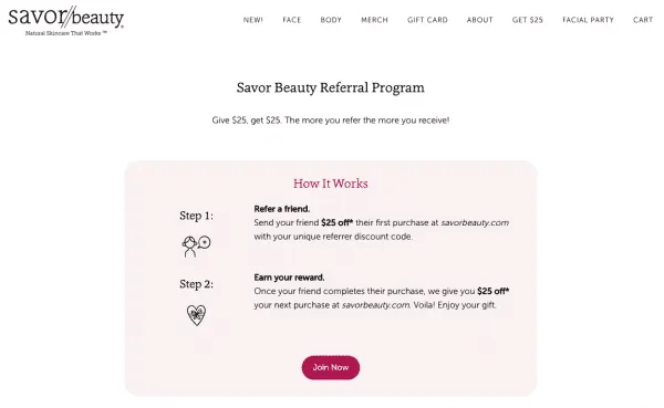 savor beauty referral program cosmetics beauty shopify referral examples referralcandy