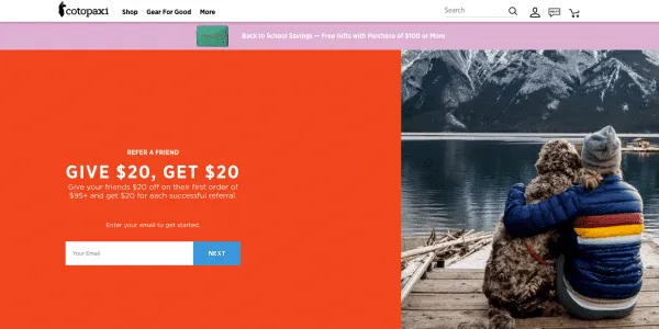 cotopaxi referral program sports outdoor goods shopify referral examples referralcandy