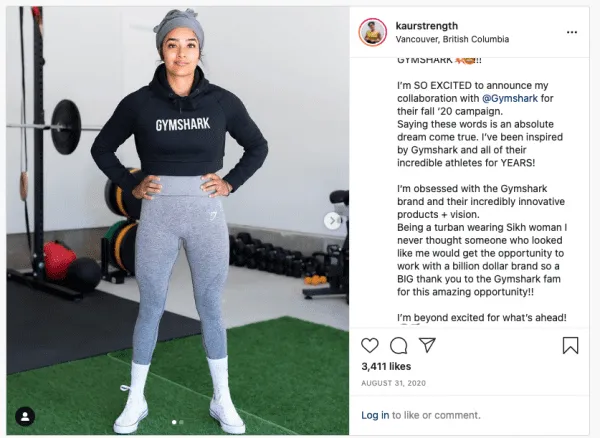 kaur-strength-gymshark-affiliate-marketing-example-gymshark-athlete