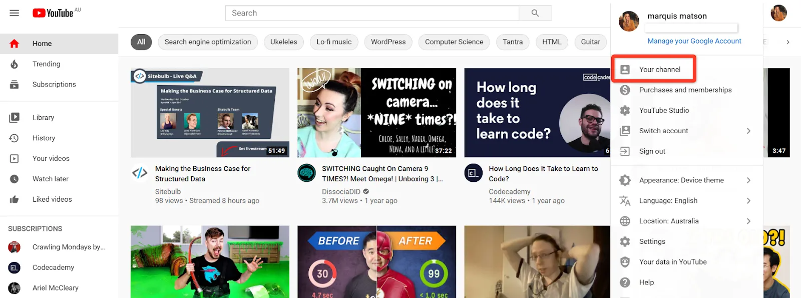 start a youtube channel