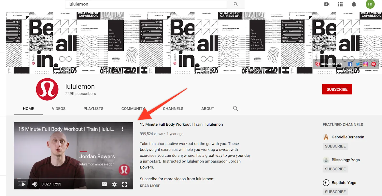 lululemon youtube channel