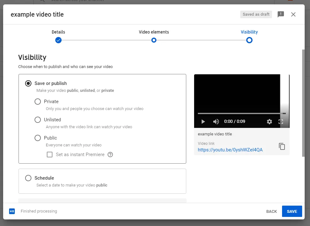 schedule youtube video