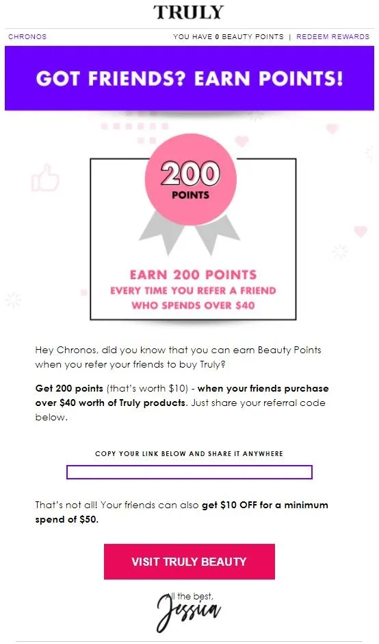 Truly Beauty Referral Email Campaign 2