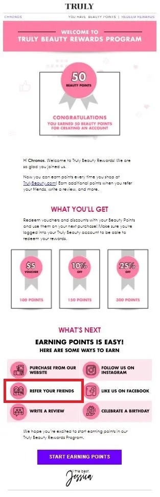 Truly Beauty Referral Email Campaign 1