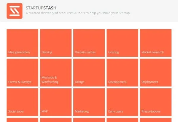 Startup Stash homepage