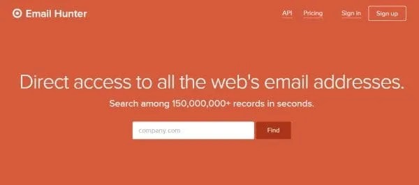 Email Hunter homepage